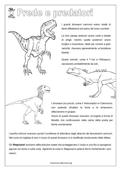 dinosauri schede didattiche prede e predatori