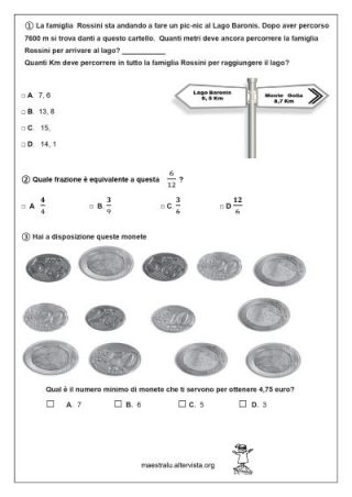 esercitazione invalsi quinta primaria 
