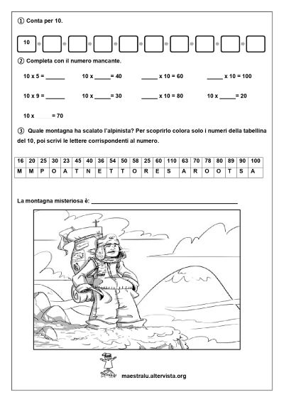 esercizi tabellina del 10