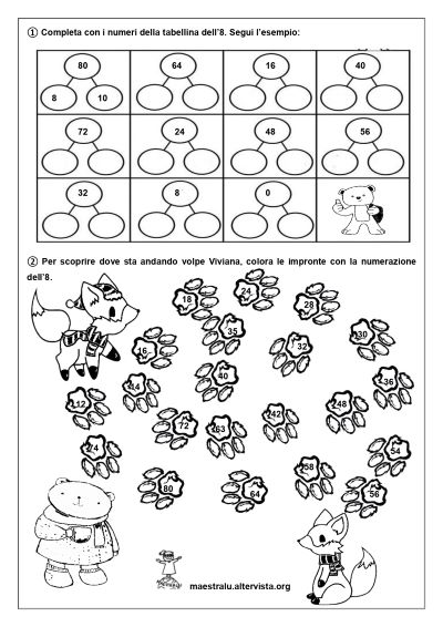 esercizi tabellina del 8