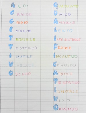 aggettivo qualificativo acrostico