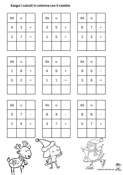 schede matematica natale classe seconda