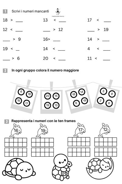 numeri entro il 20 schede didattiche