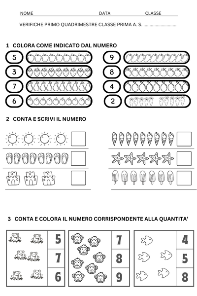 verifica primo quadrimestre classe prima