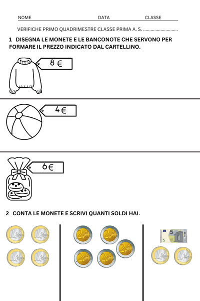 Schede Di Matematica Sui Soldi Per La Prima Elementare Laboratorio