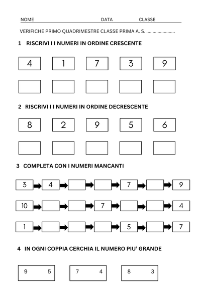 verifiche di matematica classe prima