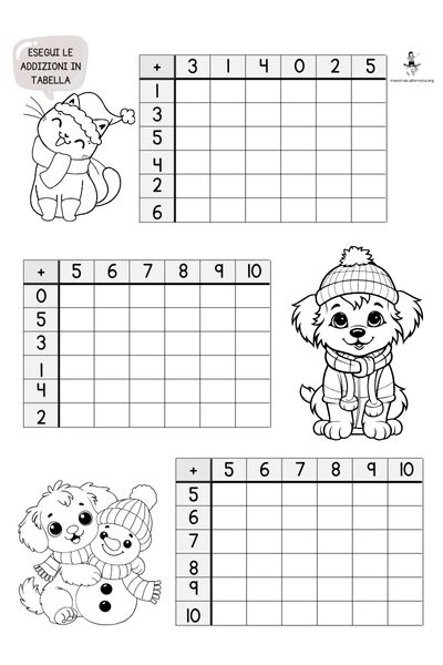 calcoli in tabella scuola primaria