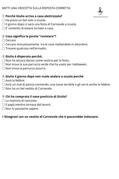 comprensione del testo Carnevale
