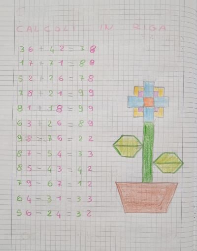 matematica classe seconda novembre calcoli in riga