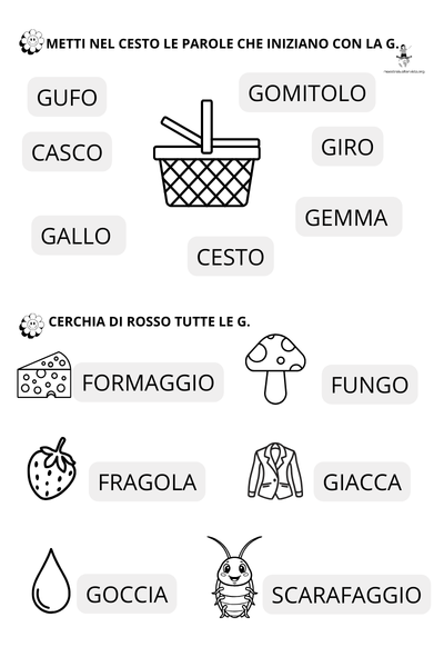 riconoscimento lettera g classe prima