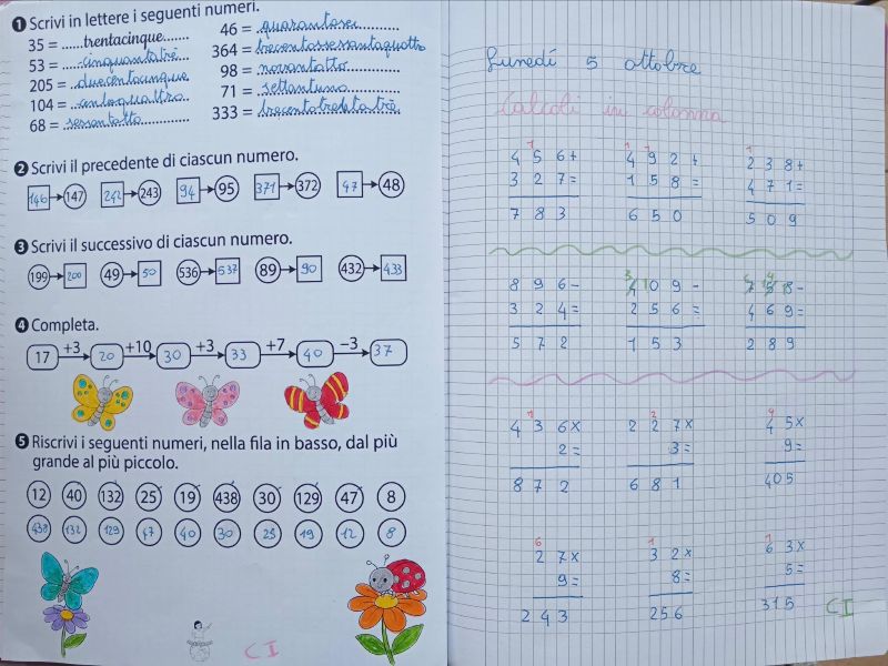 esercizi sui numeri classe terza scuola primaria